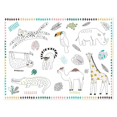 Afbeelding van Folat BV Inkleurbare Placemats Wilde Dieren 6st.