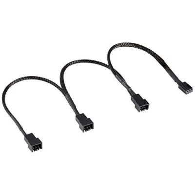 Afbeelding van Poppstar PWM Fan Splitter Kabel (20 20 20cm, 3 pins Connector (vr) naar 1x (m) en 2x 2 (m)) Aansluiting Processor &amp; Fans op Moederbord