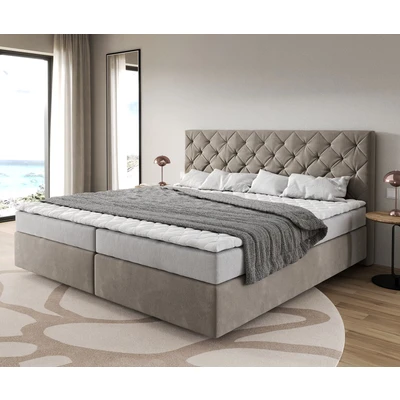Afbeelding van DELIFE Boxspringbed Dream Groot microvezel beige 200x200 cm Bonell matras PU topper