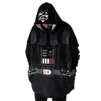 Afbeelding van Star Wars Darth Vader Unisex draagbare deken hoodie Zwarte trui met capuchon voor volwassenen Vadar Armor masker en pakafbeeldingen One size loungewear sherpavoering