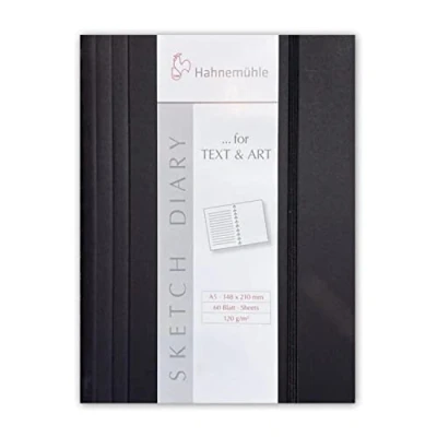 Afbeelding van Hahnemuhle 10628754 schetsdagboek, A5 formaat, zwart, pak van 5