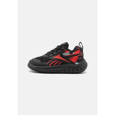 Afbeelding van Reebok RUSH Runner 5 Elastic LACE Unisex Hardloopschoenen voor op de weg kinderen, Maat: 21, Black/energyred/grey3 Textiel/ synthetisch