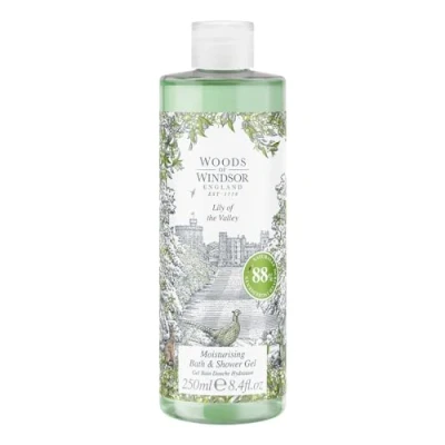 Afbeelding van Woods of Windsor Lily the Valley bad en douchegel, douchegel voor dames met geranium citrustonen, hydraterende body wash vrouwen vitamine E, lelietje van dalengeur 250 ml