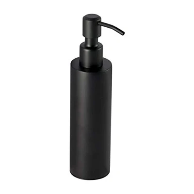 Afbeelding van Vrijstaande zeepdispenser van roestvrij staal in zwart badkamer houder zeep zeephouder zeepbakje dispenser toilet (roestvrij (zwart), rond)