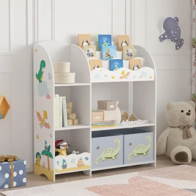 Afbeelding van Kinderkast Lysekil open kast 100x93x30 cm dinosaurusmotief [en.casa]