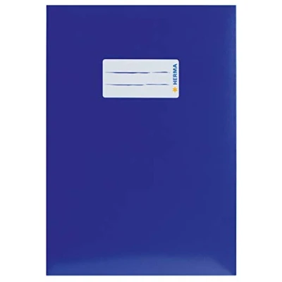 Afbeelding van HERMA 19765 boekomslagen A5 karton blauw, 10 stuks, schriften met tekstveld van stevig en extra sterk papier, set voor schoolschriften, gekleurd