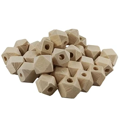 Afbeelding van Netuno 30 stuks geometrische houten kralen, 12 mm, met gat, natuurlijke voor doe het zelf handwerk, sieraden, macramé, knutselen, rijgen