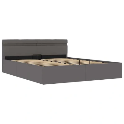 Afbeelding van vidaXL Bedframe met opslag hydraulisch LED kunstleer grijs 180x200 cm