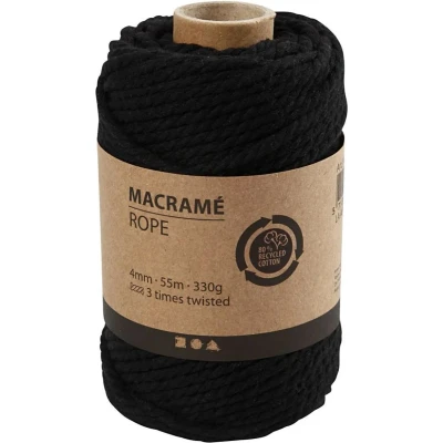Afbeelding van Creativ Company Macrame Koord Zwart, 55m