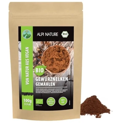 Afbeelding van Alpi Nature organische kruidnagel grond (100 g) van gecontroleerde teelt organisch kruidnagelpoeder 100% kruidenklimmen zonder