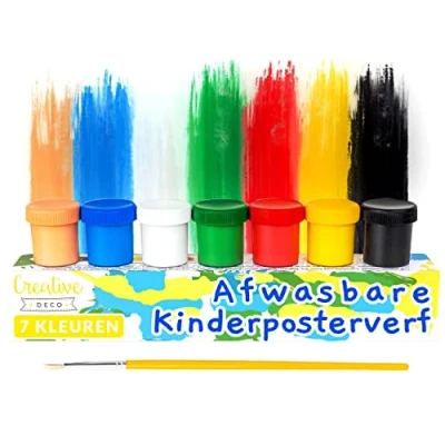 Afbeelding van Creative Deco Wasbare Verf Set voor Kinderen 6 + 1 x 20 ml SINTERKLAAS CADEAU Niet giftig Snel Drogend Perfect Kunstenaars