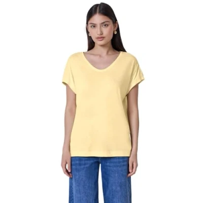 Afbeelding van Street One Studio Vneck Tshirt basic, Dames, Maat: 42, Gelb