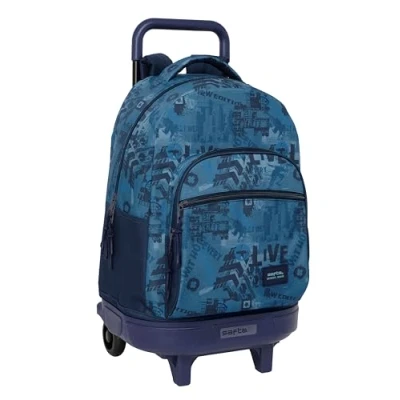 Afbeelding van Safta New Edition Grote rugzak met wielen, compact, afneembaar, ideaal voor kinderen van verschillende leeftijden, comfortabel en veelzijdig, kwaliteit duurzaamheid, 33 x 22 45 cm, Donkerblauw, M