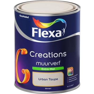 Afbeelding van flexa creations muurverf extra mat 3024 urban taupe 1 ltr
