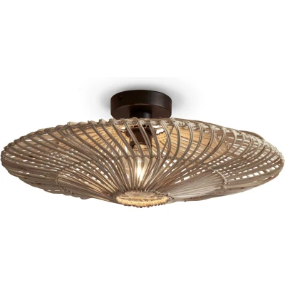 Afbeelding van Good&amp;Mojo Plafonniere Zanzibar Rotan Plat Large Wit 55x55x14cm