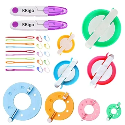 Afbeelding van RRigo Pompom Makers, 4 Maten Weven voor het Maken van Pompons Balmaker Patroon Breien Craft Tool Pluche Bal Weaver DIY + 2 STKS Schaar (30)