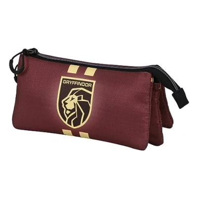 Afbeelding van Karactermania Harry Potter Griffoendor 22 ECO Drievoudige Etui met rits Gryffindor Tekenetui Pennenetui Bordeaux