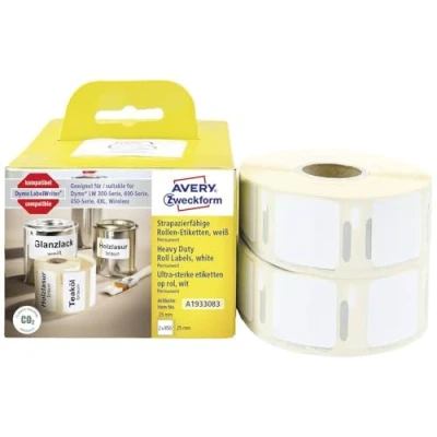 Afbeelding van Avery Zweckform A1933083 rol etiketten duurzame op rol, 25 x mm, 2 rol/1.700 etiketten, wit