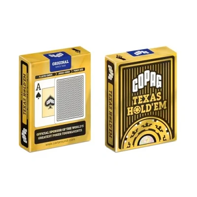 Afbeelding van Speelgoed Kaartspel Texas Holdem Gold Jumbo Face 2 Index Zwart Tradi