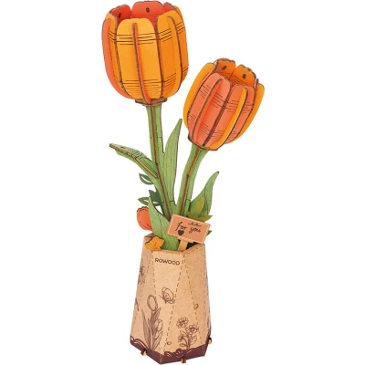 Afbeelding van Robotime Orange Tulip TW081 Knutselen DIY Houten bouwpakket Volwassenen Bloemen Creatief