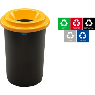 Afbeelding van Plafor Prullenbak voor afvalscheiding 50L, rond, Geel/Zwart