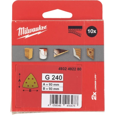Afbeelding van Milwaukee Accessoires Delta Schuurpapier HP 93x93/6 HL G240 10 stuks 4932492280