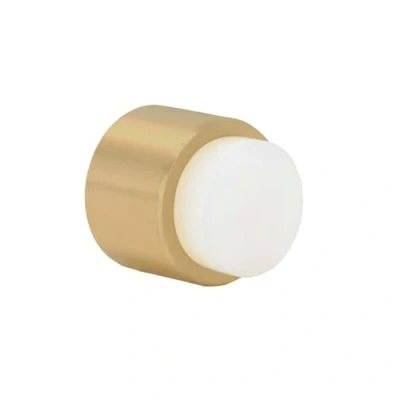 Afbeelding van Zelfklevende deurstopper voor muur, 28 x mm, wit rubber, messing afwerking, mat, zeer goede hechting, 100% effectief, Mod. I 198/28 BTPM LMT EVI Herrajes