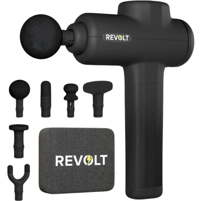 Afbeelding van Revolt® Massage Gun Pro Extra Sterk Voor Spierherstel &amp; Blessures 12MM Deep Tissue Hoge Amplitude 6 Luxe Opzetstukken