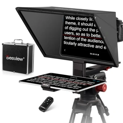Afbeelding van Desview TP170 Teleprompter 17 inch, aluminiumlegering, high display, glas, afneembare teleplompter met afstandsbediening en app voor iPad/DSLR/camcorder, groothoeklens, video opnames