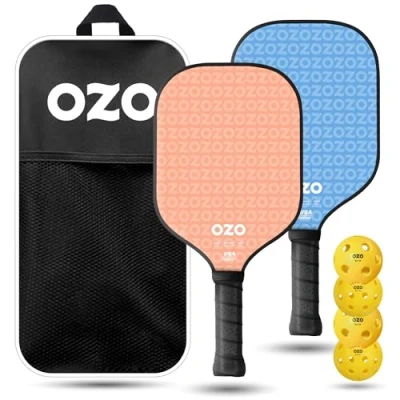 Afbeelding van OZO Pickleball Set van 2 paddles + 4 ballen Spark Energia Ritmo (Beginner Power Paddles) injectieballen (2 x Indoor+2 Outdoor) Draagtas