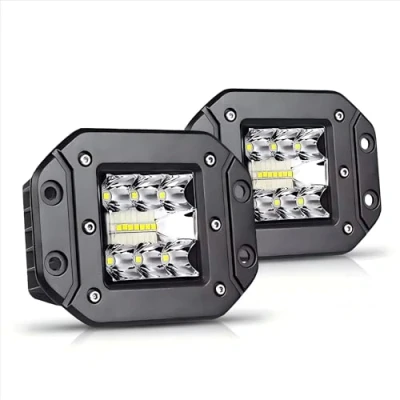 Afbeelding van WELLIT led werklamp, 12 V, 24 2 x 5 inch schijnwerper, flush mount, led, pods kubus, extra spot, offroad verlichting voor tractor, auto, SUV, bager