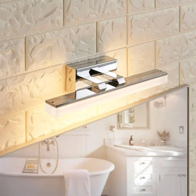 Afbeelding van Lucande Wandlamp acryl, metaal H: 5.5 cm gesatineerd wit, chroom
