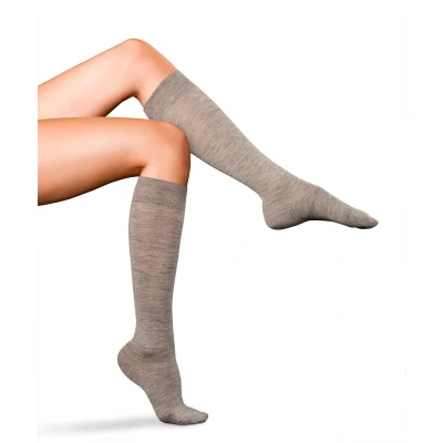 Afbeelding van FALKE No. 3 Finest Merino &amp; Silk dames kniekousen grijs (light grey melange) Maat: 41 42