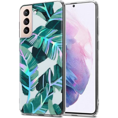 Afbeelding van Cadorabo Hoesje geschikt voor Samsung Galaxy S21 PLUS in BANANEN BLADEREN Beschermhoes gemaakt van TPU siliconen Case Cover met bloemenmotief