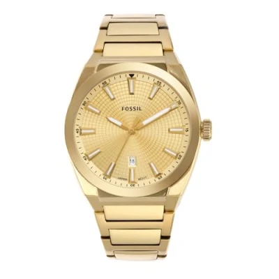 Afbeelding van Fossil Everett horloge voor heren, kwartsuurwerk met roestvrij stalen of leren band, Gold tone