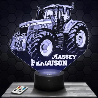 Afbeelding van nachtlampje touchscreen Massey Ferguson tractor landbouwlamp 3D LED illusie cadeau idee Kerstmis verjaardag jongens meisjes kinderkamer volwassenen