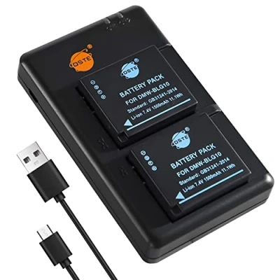 Afbeelding van DSTE 2 stuks DMW BLG10 (1500mAh/7.4V) batterijlader compatibel met Lumix DC LX100 II, DMC GF6, GX80, GX85 camera als BLE9, BLG10E