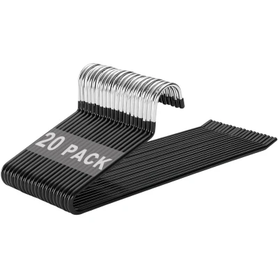 Afbeelding van Broekhanger, 20 stuks, metalen kleerhangers met open uiteinde en antislip coating, ruimtebesparend, multifunctionele voor broeken broeken, sjaals, jeans, handdoeken (zwart)
