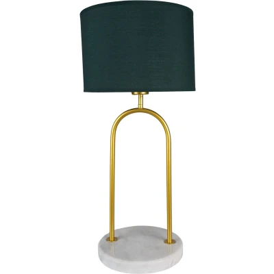 Afbeelding van Clayre &amp; Eef Bureaulamp Ø 28x62 cm Groen Goudkleurig Ijzer Textiel Tafellamp