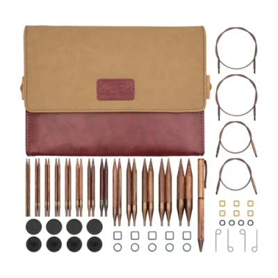 Afbeelding van KnitPro Ginger verwisselbare naaldenset paar rondbreinaalden 13 x 10 cm met accessoires Grande Set, voor beginners, professionals en geschenkdoos