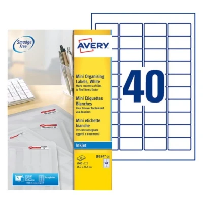Afbeelding van Etiket Avery J8654 25 45.7x25.4mm wit 1000stuks