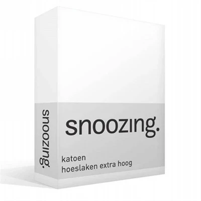 Afbeelding van Snoozing Katoen Extra Hoog Hoeslaken Tweepersoons 140x200 cm Wit