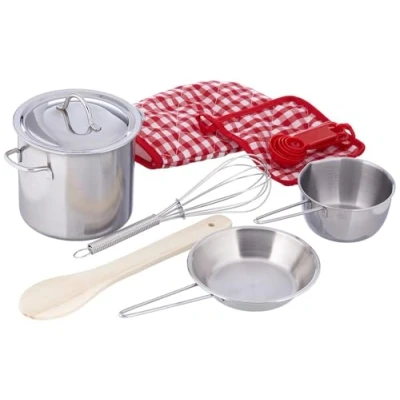 Afbeelding van Moses 638829 Kinderkookset, 13 delig, het perfecte cadeau, van roestvrij staal, met kookhandschoen, pannenlap, soeppan, messenset en meer