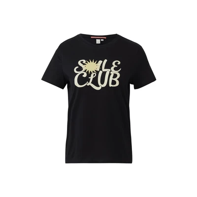 Afbeelding van QS Tshirt print, Dames, Maat: Small, Schwarz