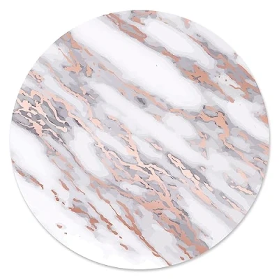 Afbeelding van muismat marmer look I Ø 22 cm rond grijs goud in standaard formaat, antislip eenvoudig modern steenlook graniet dv_686