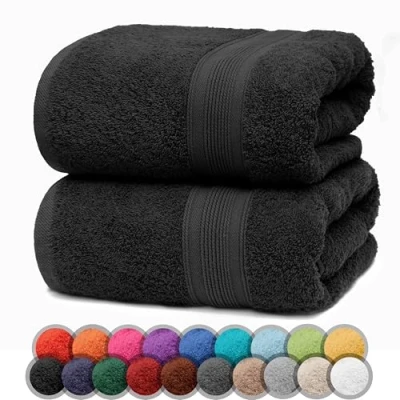 Afbeelding van NatureMark 2 Pack Badhanddoeken 70x140cm, 100% Katoen, Zwart