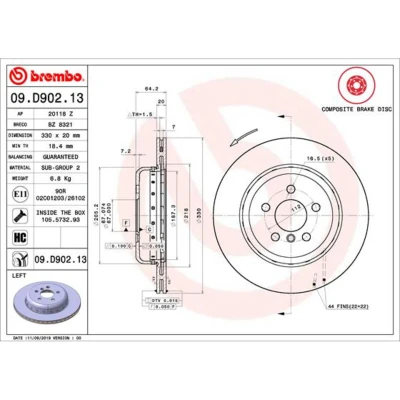 Afbeelding van Brembo Remschijven 09.D902.13