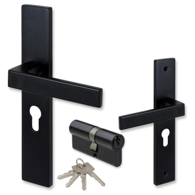 Afbeelding van COMBINATIE Deurklink ELIOT met profielcilinder + cilinderslot zwart 30/30