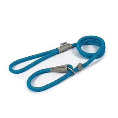 Afbeelding van Ancol Viva Reflecterend touw en antislip riem, echt leer, 120 x 1 cm, blauw