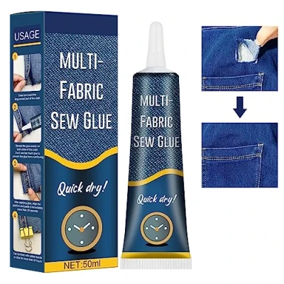 Afbeelding van Stoflijm, textiellijm, vloeistoflijm, reparatielijm voor stoffen, leer, jeans, 50 ml